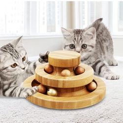 Cat Ball Track,Cat Ball Toy,Kitty Toys Roller,2-Level Cat Ball Tower with 6 Removable Balls,Interactive Cat Toy