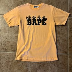 Bape orange flame shirt Large