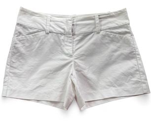 Ann Taylor Signature Women's White Twill Chino Shorts Mid Rise 4.5" Pockets 4