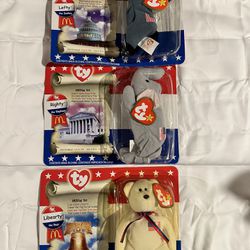 TY Beanie Baby McDonald’s 2000 - LEFTY - RIGHTY - LIBERTY collection