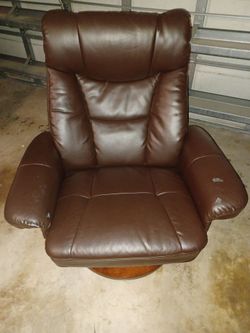 Benchmaster Brown Faux Leather Swivel Recliner Chair