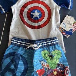 Captain America 🇺🇸 Swimming Suits For Kids. New. 