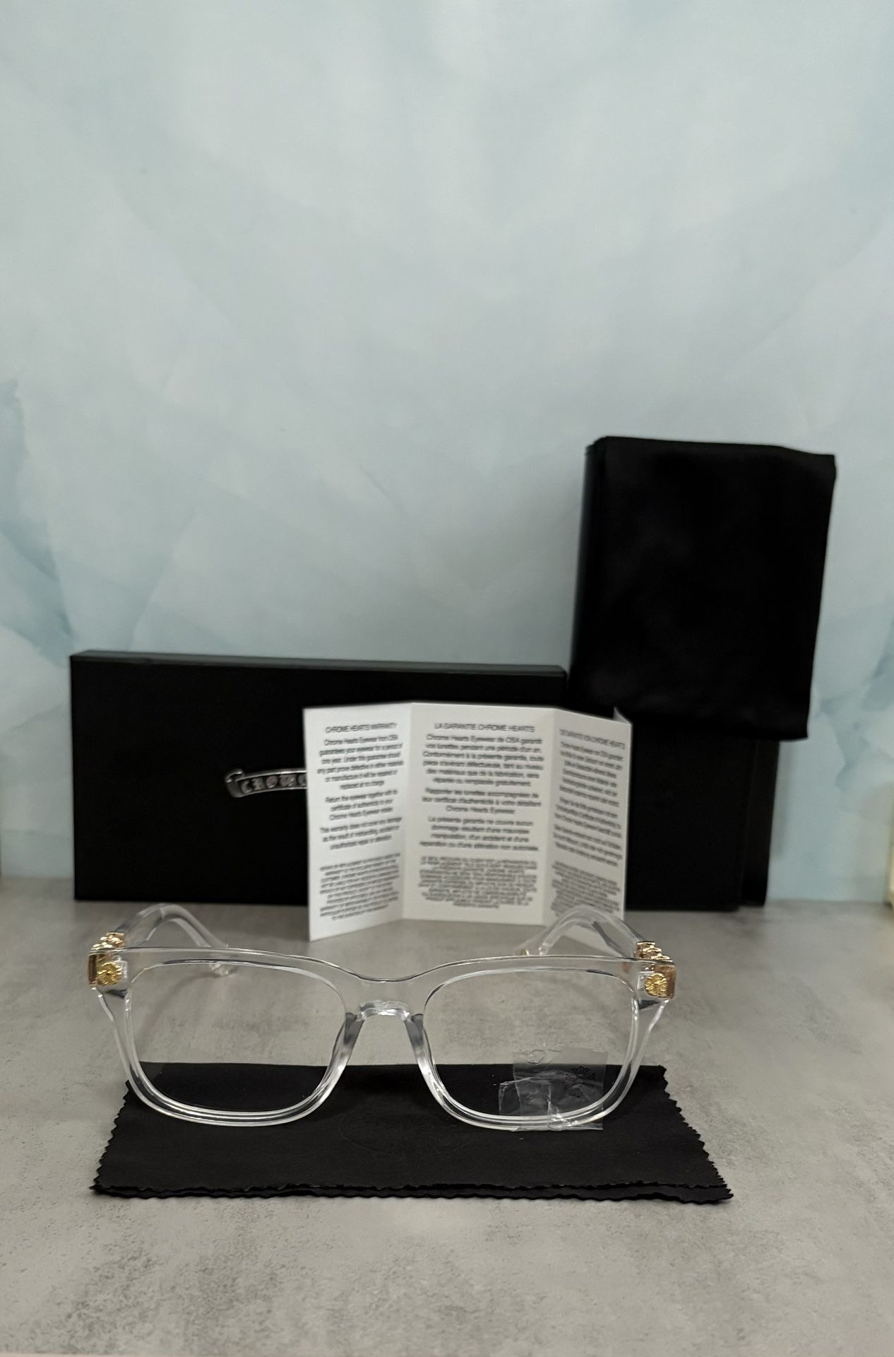 Elegant Chrome Hearts Clear Frame Glasses – Unisex