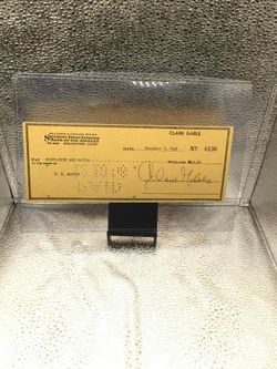 Clark Gable Actor "Gone With The Wind" Autographed Signed Bank Check Vintage Dated December 7, 1948