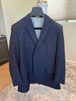 Brooks Brothers “346” Explorer Suit, Navy Windowpane, 43R