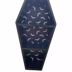 Sourpuss Bat Print Coffin Shelf Black Home Decoration Halloween
