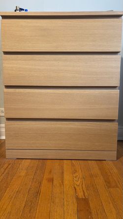 IKEA Malm-Style 4-Drawer Dresser — Light Oak/White Wash Finish