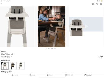 Nuna ZAAZ Highchair  $380 Value Only $169
