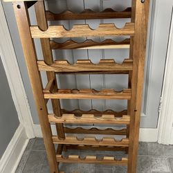 Wood Wine Rack. Holds 28 Bottles. 18.5” X 37” High X 10” Deep