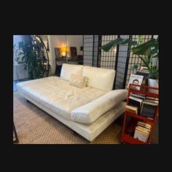 White Leather sofa, Couch & Bed
