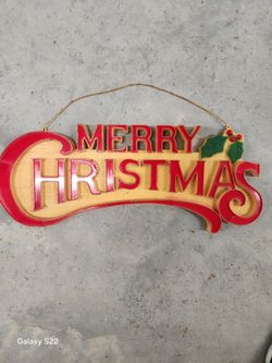 Vintage Plastic 70s Door Sign Merry Christmas