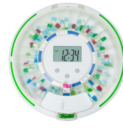 EZILIFE Automatic Pill Dispenser with Flashing Light, Sound, Alarm and Safety Lock, 28-Day Electronic Medication Organizer – Dispense Vitamins and Tab