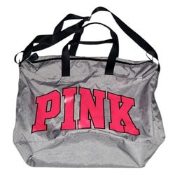VICTORIAS SECRET PINK "PINK" DUFFLE LARGE TOTE BAG WEEKENDER PURSE GYM BEACH