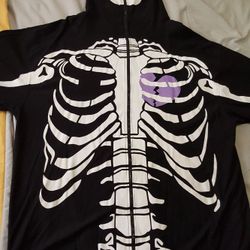 Skeleton Black Zipper Hoodie (Mens 3XL)