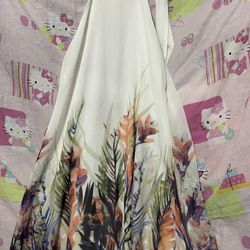 WHITE FLORAL MIDI DRESS