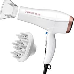 BRAND NEW IN BOX Conair Double Ceramic Hair Dryer with Diffuser | Blow Dryer with Ionic Conditioning | Includes Diffuser and Concentrator 	