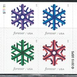 1000 Geometric Snowflakes Holidays 2015 Forever Stamp