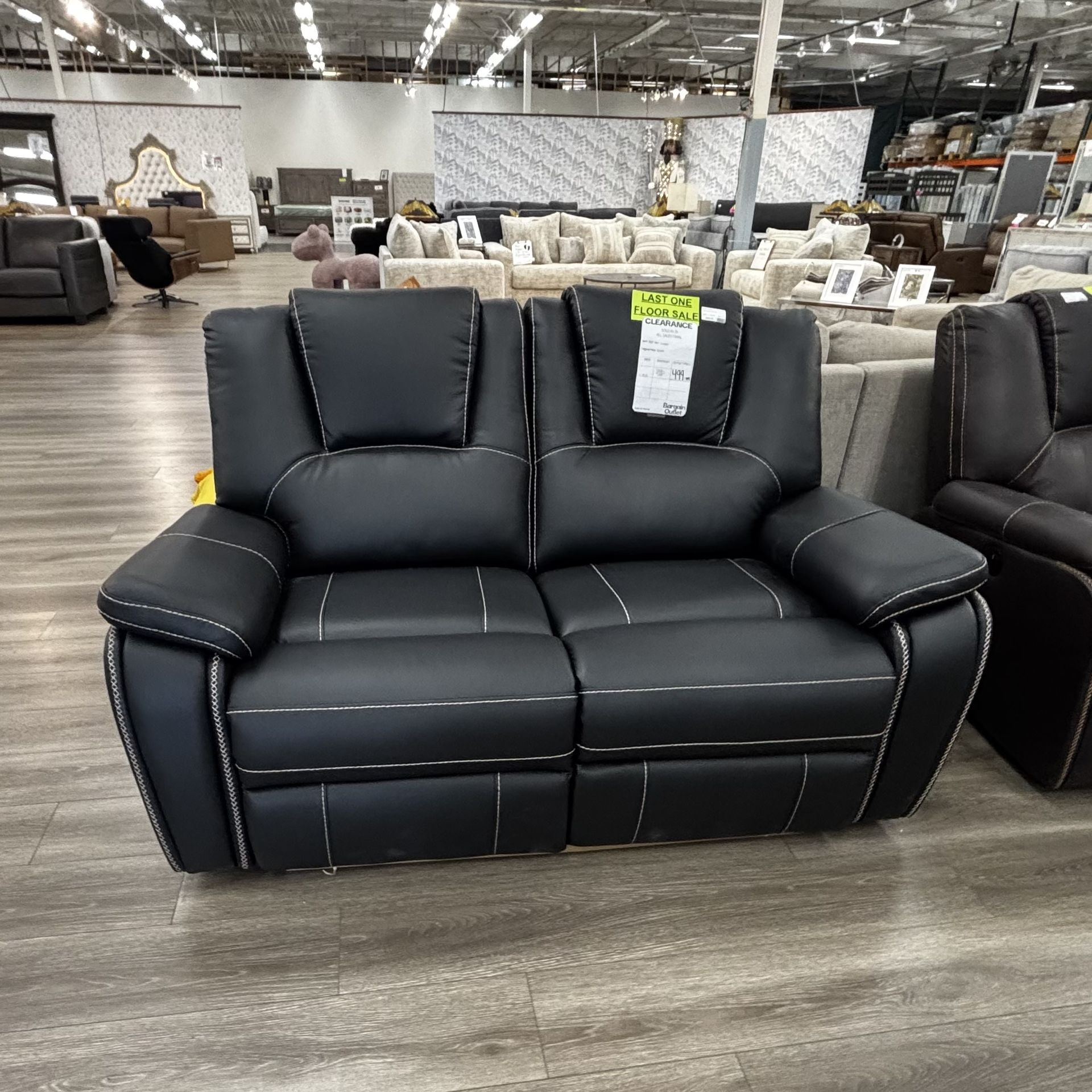 Black Leather Power Recliner Loveseat