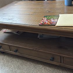 Solid Wood Lift Top Coffee Table On Wheels