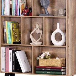 7 Cube Bookshelf 3 Tier Modern Bookcase with Legs,Wood Book Shelves Storage Organizer Shelf,Free Standing Bookcases,Oak Display Bookshelves brand new 