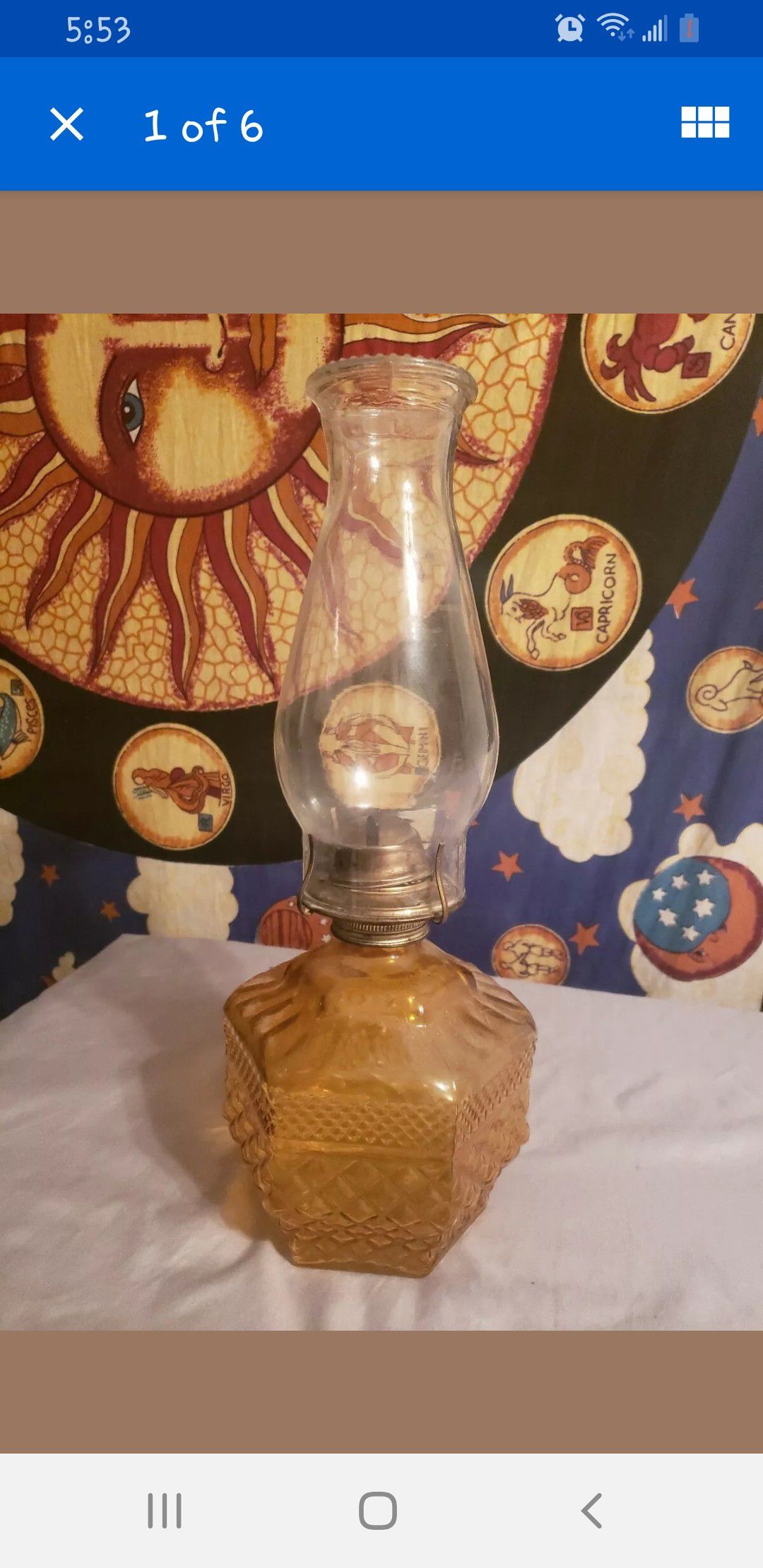 Vintage P&A Amber Oil Lamp