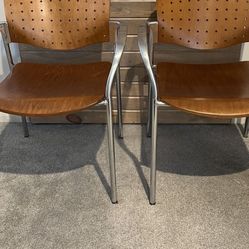 GORGEOUS SET OF 2 MCM SOLID WALNUT WOOD AND CHROME STYLEX CHAIRS PAIR MID-CENTURY MODERN - GORGEOUS DETAILING!