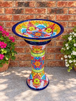 Talavera Birdbath, Pottery, Clay Pot, Planter.