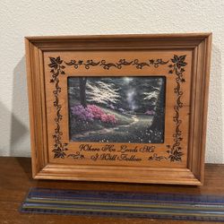 Oil Painting with Hand Carved inscription on a Wooden frame by P Graham Dunn, 12"x10"