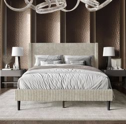 Queen Corduroy Velvet bedframe and headboard