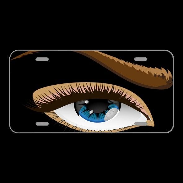 License Plate Novelty Car Front Eye Blue Eyes Eyelid Iris Eyebrows