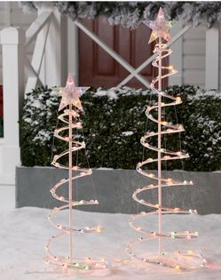Spiral White Christmas Trees Set of two lights included