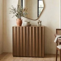 #E Sideboard Cabinet, 31.37" Buffet Fluted Cabinet, Amber Oak $ 50