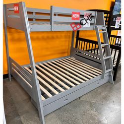 Twin Over Full Bunk Bed With 2 Storage Drawer // Limited Time Offer  