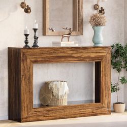 Farmhouse Console Table, 47 Inches Entryway Console Table with Storage, Industrial Hallway Accent Table for Living Room, Entrance