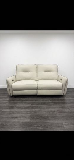 🛋️ Premium Cream Leather Power Reclining Loveseat / Sofa