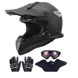 OUMURS Adult Motocross Dirt Bike Helmet with Goggles, Gloves & Mask Dirt Bike ATV Helmet Size M