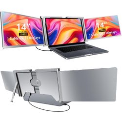 Laptop Screen Extender 14“ Monitors, Work for macOS [Included M1/M2 M3]，Windows, Triple Portable 1080P Tri-Screen USB A/Type C Portable Monitor for 14