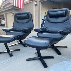 (2) Natuzzi Re-Vive Casual King Armchairs / Recliners and Footrests