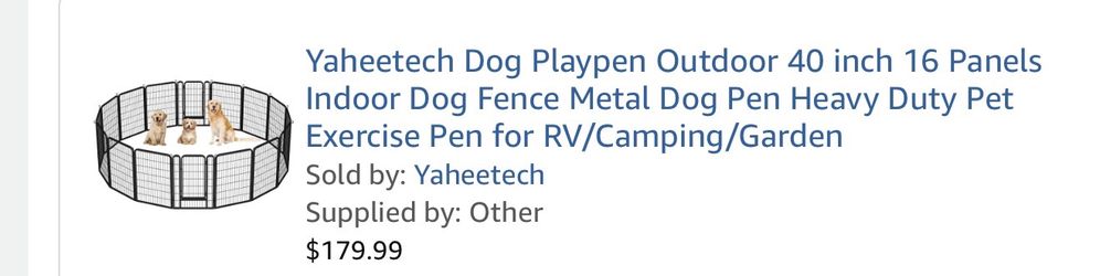 Dog Playpen Outdoor, 40 inch 16 Panels Dog Pen