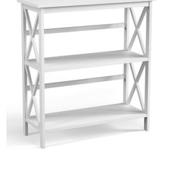 Costway 3-Tier Bookshelf Wooden Open Storage Bookcase for Home Office White