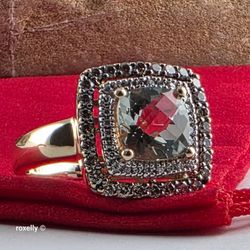 $5440 LeVian 14K Yellow Gold Green Prasiolite and Diamonds Ring Size 8.75!/ Anillo de Oro con 1 Prasiolita y Diamantes! 👌🎁Post Tags: Anillo de Oro