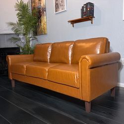 Brown Leather Sofa (Free Delivery)