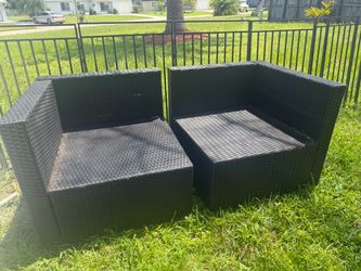 Black Wicker Outdoor Sectional Chairs Set of 2