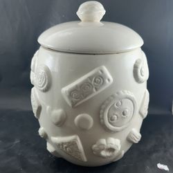 VTG Unique Cookies All Over Cookie Jar White Glaze USA
