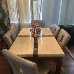 7 Piece Marble Dining Set