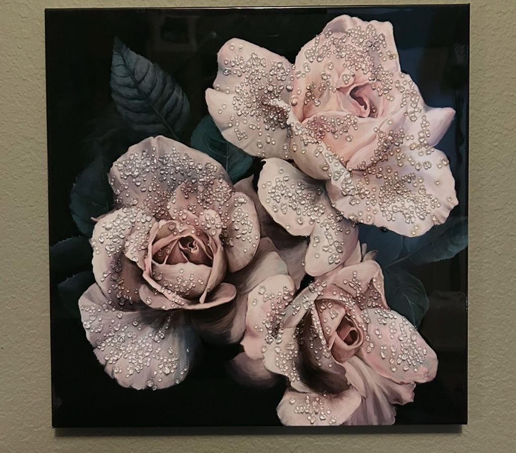 3D Three White Roses Canvas Picture