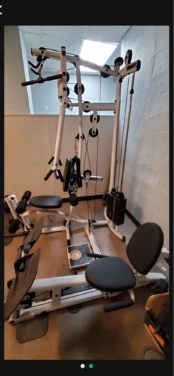 Home gym with leg press station