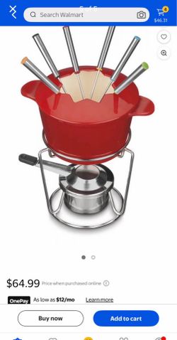 13 piece enamel cast iron fondue set