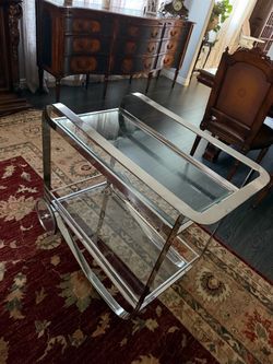 Chrome and Glass Two-Tier Bar Cart