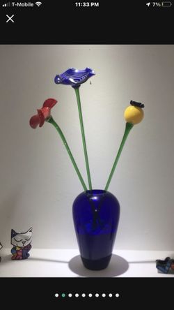 3 Modern Stem Glass Flowers Contemporary 125$